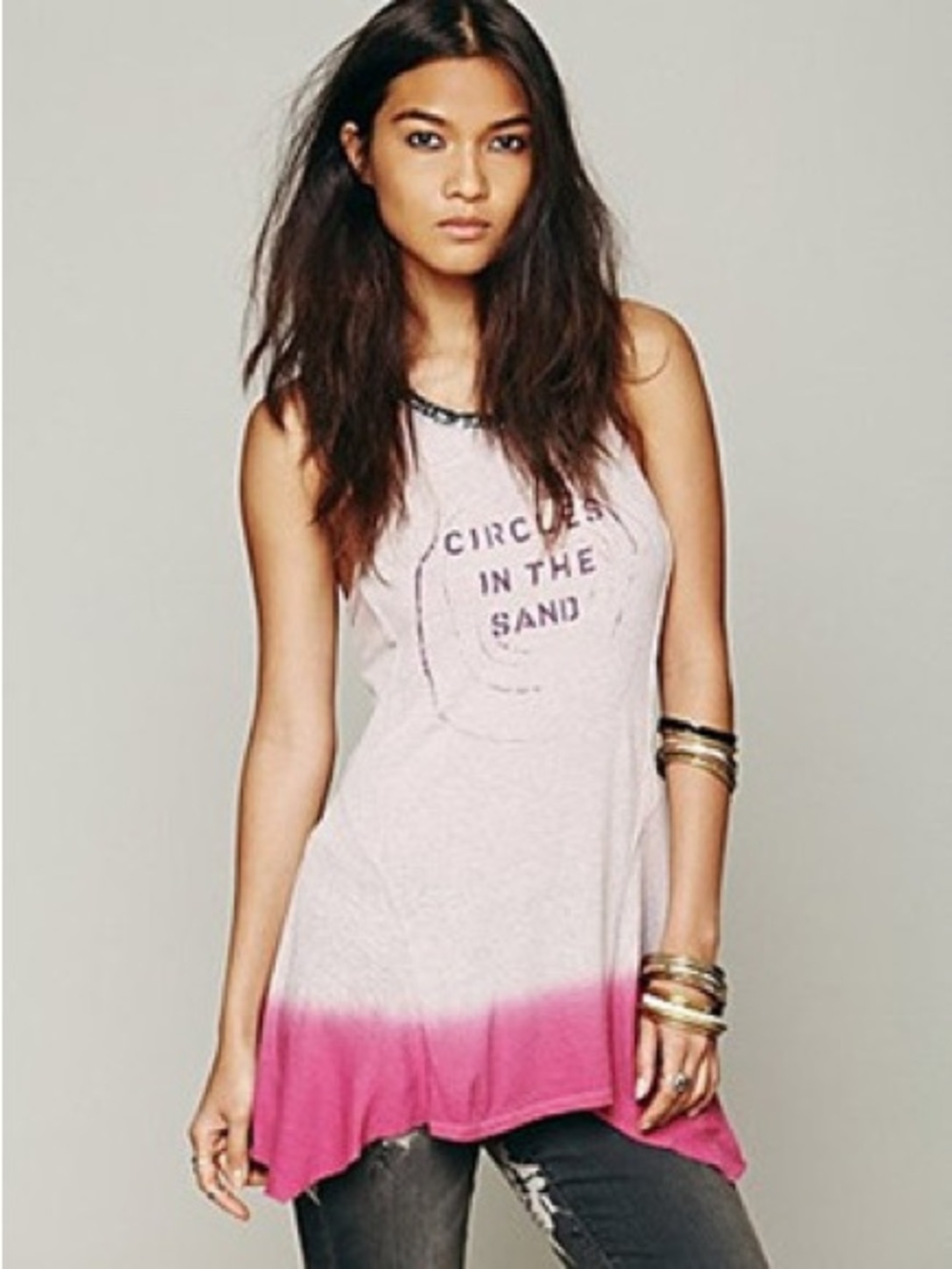 Free People We the Free Sleeveless Pink Ombre Graphic Tank Top NEW size M